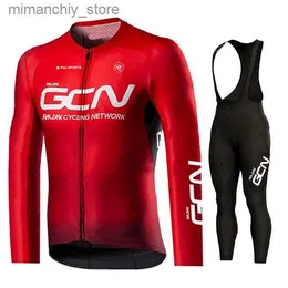 Bisiklet Jersey Setleri 2023 GCN Red Pro Bisiklet Jersey Seti Uzun Seve Bisiklet Giysileri MTB Maillot Ropa Ciclismo Bicyc Sportswear Yol Bisikleti Üniforma Q231107