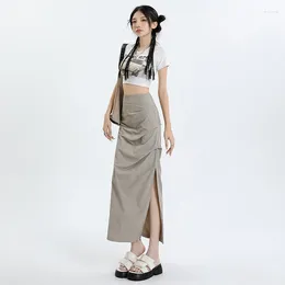 Skirts European And American Ins Spicy Girl Split Work Dress Pleated Wrap Hip Summer Thin High Waist Slim Fit Half Skirt