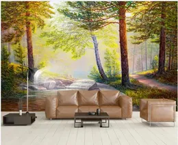 Tapety niestandardowe Mural 3d Po Tapeta Europejski Las Elk Forest Malarstwo olejne Sunshine salon dla ściany 3 D na