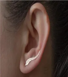 DoreenBeads Girls Women Stud Earrings Leaf Ear Climbers Ear Crawlers Silver Tone Color 24mm x 4mm8795604