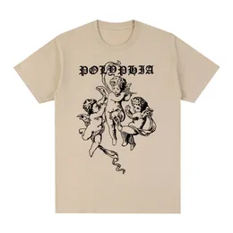 メンズTシャツポリフィアロックバンドビンテージTシャツクリエイティブトレンドコットンメンTシャツティーレディーストップ230406