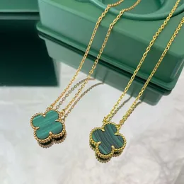 vanly cleefly gold thick plating 18K rose gold Four-leaf clover necklace fritillary high version lucky pendant female peacock green agate