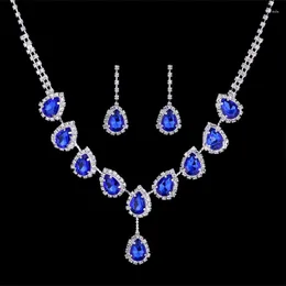 Necklace Earrings Set Ladies Fashion Crystal Rhinestone Girls Teardrop Claw Chain Jewelry Bridal Dress Wedding Accessories