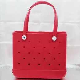 Kadın Tasarımcı Eva Bogg Bag Beach Bags Lüks Yaz Deliği Tote Büyük Alışveriş Moda Plastik Sepet Depolama Yıkanabilir Plaj Silikon Batak Çantası Eko Jöle Şeker 66