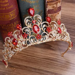 KMVEXO Rot Grün Kristall Hochzeit Krone Königin Tiara Braut Krone Stirnband Braut Zubehör Diadem Mariage Haar Schmuck Ornamente Y239E