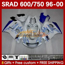 Motorcycle blue pearl Fairings For SUZUKI SRAD GSXR 750 600 CC 600CC 750CC 96-00 168No.33 GSXR750 GSXR-600 96 97 98 99 00 GSX-R750 GSXR600 1996 1997 1998 1999 2000 Body