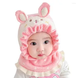 Hats MAERSHEI Baby Girls Beanie Protect Neck Solid Windproof Winter Child Infant Knit Hat Knitted Warm Fleece Kids Earflap Caps