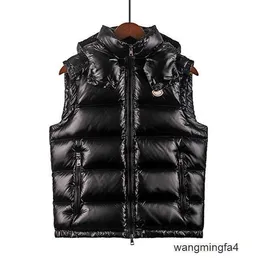 Kzu0 Men's Women Designer Vests Down Winter Outdoor Cold-proof Thickened Warm Stracket Suit Casual Solid Color Embossed Zipper Vest Hooded Coat Version