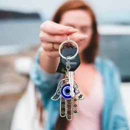 Klapety Smurardy l Turkish Glass Blue Evil Eye Kulki Hamsa Ręka Ozdoba Nazar Bonkuk Talizman Keyring Keyring Keyring For Bag Car AMZ5T