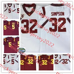 Reggie Bush USC Trojans Futebol Jersey Mens Youth Stitched 32 O.J Simpson 33 Marcus Allen USC Jerseys S-3xl