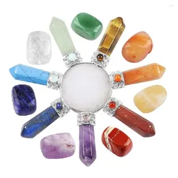 Smyckespåsar Tumbeelluwa Natur Healing Crystals Kit 7 Chakra Stones Cone Points Energy Generator för Reiki Balancing Meditation Set