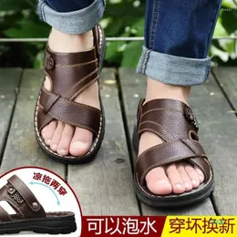 Thick Men Sandals for Summer Casual Soled Beach Outerwear Dad Non Slip Wear Resistant Dual Purpose 189 5