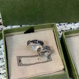 Ny modedesigner sterling silver ringar smycken kvinna och man par älskare vigselring lovande ringförlovningsringar med låda