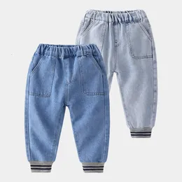 Jeans Casual Spring Fall 2 3 4-10 Barnkläder Long Denim Pants Baby Elastic Byxor Barnens raka jeans 230406