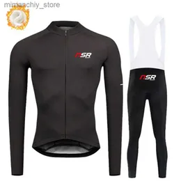 Conjuntos de camisa de ciclismo NSR RAUDAX Team 2023 Ternos de ciclismo de corrida masculinos Inverno Quente Fece Jersey Set Triathlon Mountian Long Seves Roupas de ciclismo Q231107