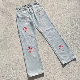 Herren Jeans Chromees Designer Make Old Washed Hearts Jeans Chrome Straight Hosen Herz Kreuz Stickerei Buchstabendrucke Lässig für Damen Herren Graffiti Hosen A2