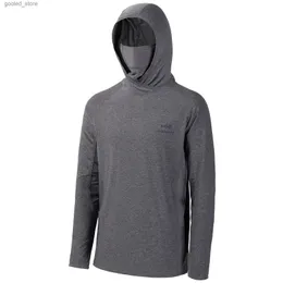 Men's Casual Shirts Bassdash UPF 50+ Mens Long Sleeve Fishing Shirt with Mask UV Neck Gaiter Hoodie Keep Head Face Warm Outdoor Hiking Running Q231106