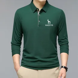 Herr t-shirts män polo skjorta affärer hösten tshirt långärmad hazzys casual manlig polo skjorta fit Slim koreanska kläder knapp skjortor 230406