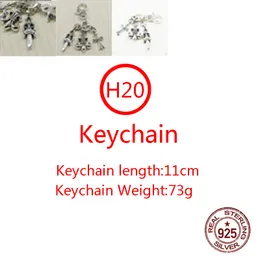 H20 S925 Sterling Silver Keychain Carning Car Bag Buckle Cross Flower Sword Letwork Pendant Personization Punk Hip Hop Jewelry Gift للعشاق