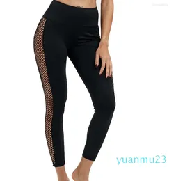Yoga Outfits Selling Wide Side Mesh Leggings Sports Pants Hip Lifting High Waist Women Fitness