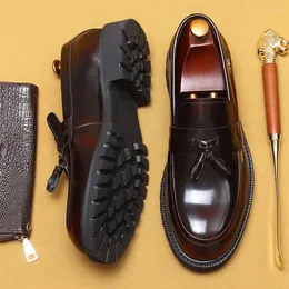 Chaussures habillées Mocassins de luxe pour hommes en peau de vache tête ronde et confortable en cuir véritable Oxford quotidien mode bureau formel