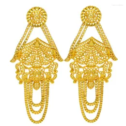 Dangle Brincos Dubai Grande Dourado Com Borlas Mulher Nigeriano Africano Banhado A Ouro Brinco Grande Presente de Festa Jóias Etíopes