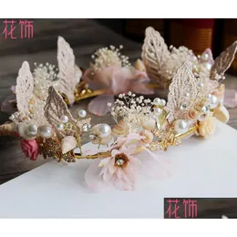 Headpieces Children Garlands Bohemian Lace Beaded Shell Crowns Lily Jewelry Wreath Bracelet Studio P Ography Hair Accessories Beach Dhehv