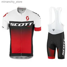 Cycling Jersey Sets SCOTT Bike Cycling Jersey Set Men's Summer Short Seve Mountain Uniform Ropa Ciclismo Cycling Maillot Cycling Clothing Suit Q231107