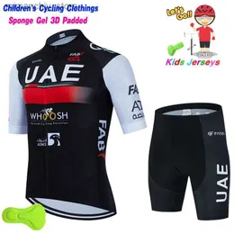 Bisiklet forması setleri BAE 2023 Boy Yeni Yaz Breathab Bisiklet Jersey Set Çocuk Kısa Seve Bike Giyim Ropa Ciclismo Çocuk Bisiklet Takımı Bisiklet Giyim Q231107