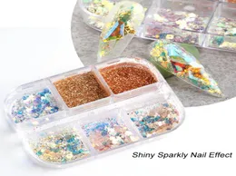 AB Mermaid Flakes Sparkly Nail Glitter Shiny Sequin Powder Spangles Polish Nails Art Decoration5874091