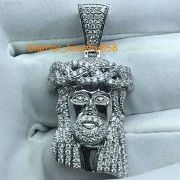 Custom Men Women Iced Out Real S Sier 10k 14k Gold Vvs Moissanite Diamond Jesus Christian Hip Hop Pendant Necklace
