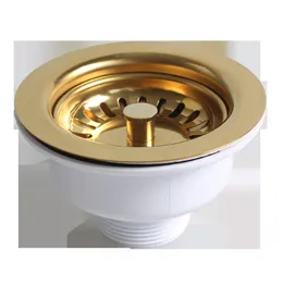 Colanders Silers Talea Drain Sink Sile 114mm Steel Ball Bowl Body Downcomer Gold Plated PVD Material Accessories XK223C034 230406