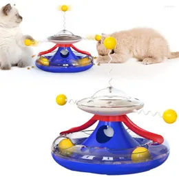 Cat Toys Toy Turntable Playing Plate Puzzle Interactive Funny Stick Catch Ball Pet för Kitten