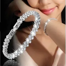 Link pulseiras moda brilhante feminino pulseira romana feminino zircão cristal requintado versátil senhora jóias