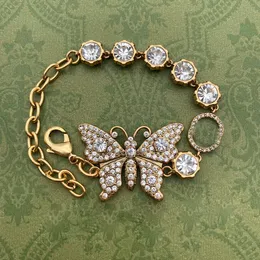 Modne bransoletki nowy motyl pełny diamentowy łańcuszek z biżuterią projektanta bransoletki i naszyjnika z pudełkiem