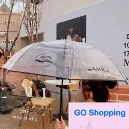 Transparent paraply Kvinnors lilla bokstavs fällbara automatiska paraply Portable Simple Online Celebrity Lady Fashion