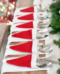 Noel dekorasyonları Noel şapkası dokuma olmayan kumaş şapka Noel şapka çatal bıçak takımı seti Noel şarap şişesi dekorasyon toptan