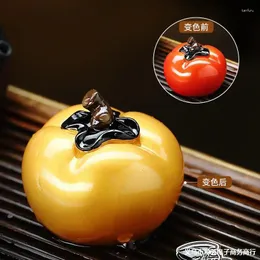 Te husdjur persimmon husdjur kan höja färgförändring konstgjord frukt bra jordnöt set ornament bordsbricka dekoration