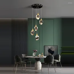 Chandeliers Crystal Copper Black Hanging Lamps LED Chandelier Lighting Lustre Suspension Luminaire Lampen For Dinning Room