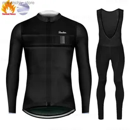 Rowerowe koszulki Zestawy Raudax Zima FEC termiczna Zestaw odzieży rowerowej Męskie Jersey Rower Rower Mundur MTB BIB Pants Ropa Ciclismo Cycling Set Q231107