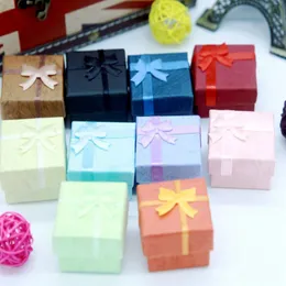 Watch Boxes Cases 24PCS Fashion Ribbon Jewelry Box Multi colors Rings Boxes Earrings Pendant Box 4x4x3cm Display Packaging Gift Box 230404