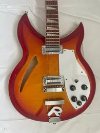 Niestandardowy 6 lub 12-strunowy gitara elektryczna z płomieniem Maple Top Semi-Hallow Body 2 Toster Ric Pickup