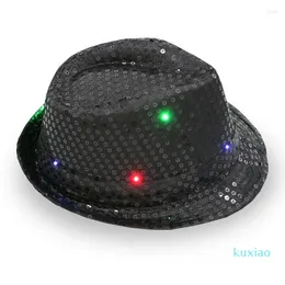 2023 Berets Trendy Cowboy Hut Retro Pailletten Eimer Einfarbig Fedora Für Komiker Imitator Schauspieler Schauspielerin