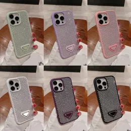Luxury Diamond Cover Telefonfodral iPhone 15 14 Pro Max 13 12 14Promax 13Promax 12Promax Fashion Metal Type Putted Shock-Profoid Housing