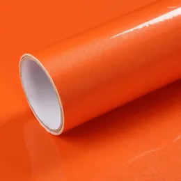 壁紙濃厚なオレンジペイント真珠光沢家具の改修ステッカーキッチン光沢のある壁紙自己慣用的な防水性