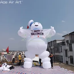 6m yüksek açık hayalet puft karikatür şişirilebilir hatmi adam Cadılar Bayramı dekorasyonu için afiş ile