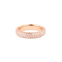 Anéis de cluster autêntico 925 prata esterlina intemporal pavimentar anel de dupla fileira casamento noivado mulheres moda jóias anillos 2023