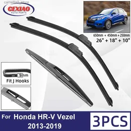 Essuie-glaces pour Honda HR-V Vezel 2013-2019 Balais d'essuie-glace avant arrière de voiture Essuie-glaces en caoutchouc souple Pare-brise automatique 26"+18"+10" 2017 2018 Q231107