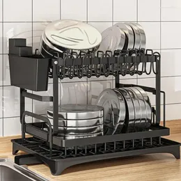 Armazenamento de cozinha grande suporte esponja pia caddy rack suporte escova limpeza sabão organizador colher prato com bandeja drenagem