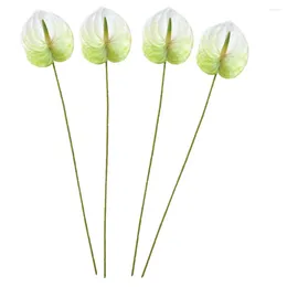 Dekorative Blumen 4 Stück Simulation Anthurium Andraeanum Lind Bouquet Gefälschte Pflanzen Zarte Dekoration Hochzeit Künstliche Schmücken Zweig DIY